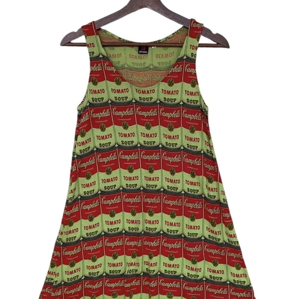 Uniqlo Andy Warhol Green Red Campbell’s tomato soup Sleeveless tunic Top, XS
